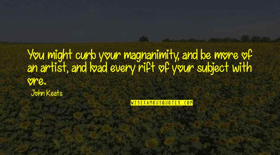 Curb Quotes By John Keats: You might curb your magnanimity, and be more