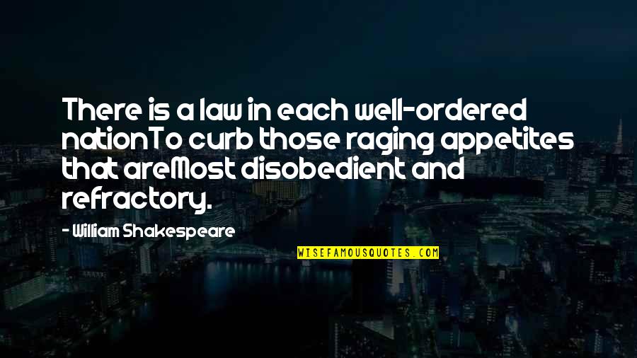 Curb Quotes By William Shakespeare: There is a law in each well-ordered nationTo