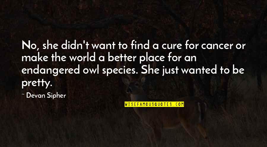 Cure Cancer Quotes By Devan Sipher: No, she didn't want to find a cure