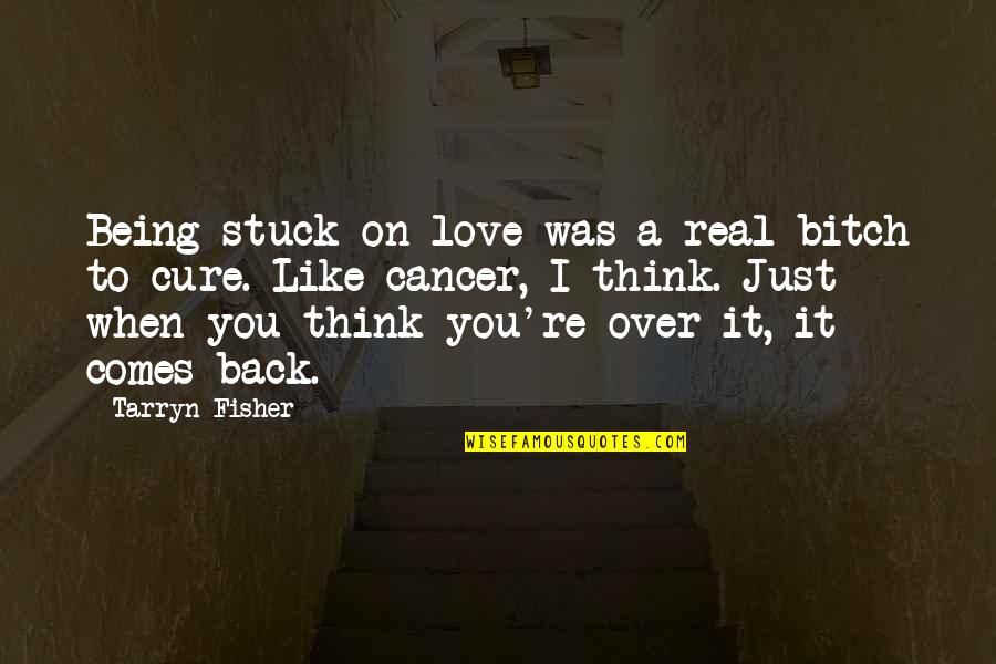 Cure Cancer Quotes By Tarryn Fisher: Being stuck on love was a real bitch