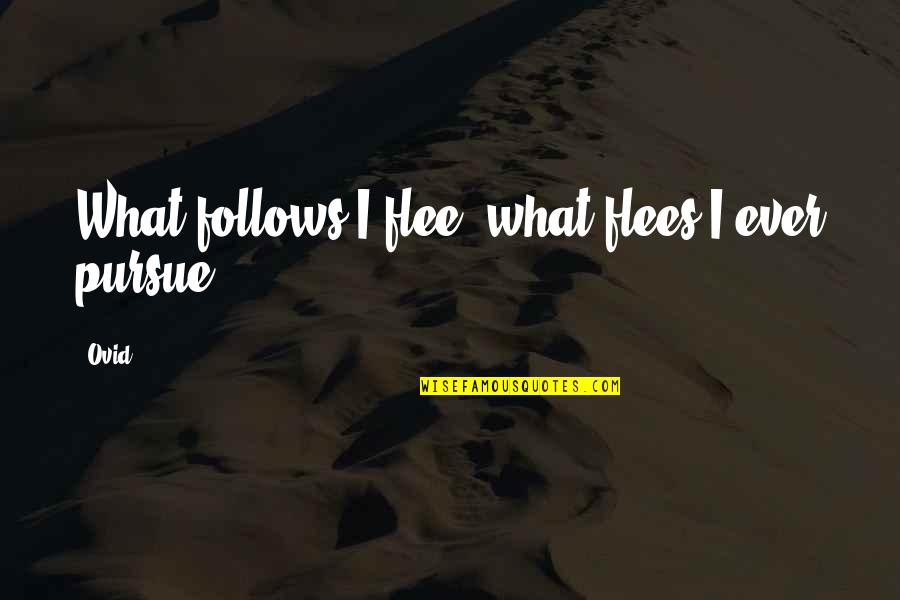 Curiano Says Quotes By Ovid: What follows I flee; what flees I ever
