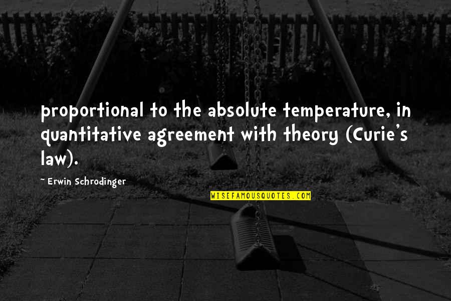 Curie's Quotes By Erwin Schrodinger: proportional to the absolute temperature, in quantitative agreement