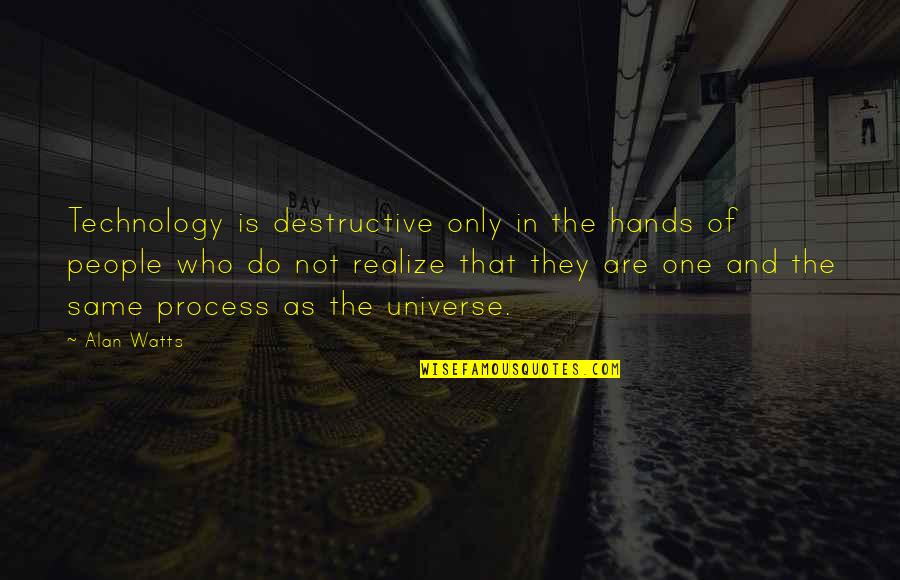 Curies To Becquerel Quotes By Alan Watts: Technology is destructive only in the hands of