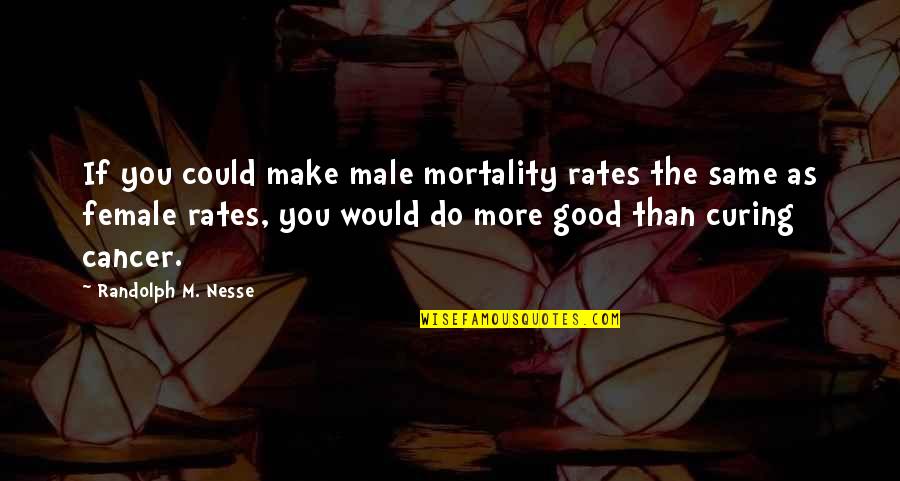 Curing Cancer Quotes By Randolph M. Nesse: If you could make male mortality rates the