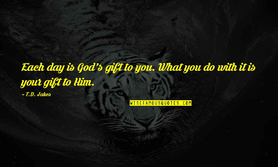 Curly Girl Quotes By T.D. Jakes: Each day is God's gift to you. What