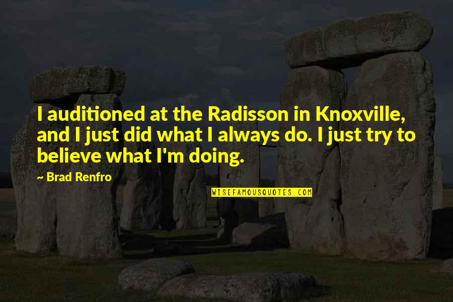 Curosity Quotes By Brad Renfro: I auditioned at the Radisson in Knoxville, and