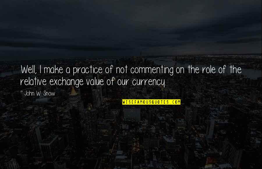 Currency Exchange Quotes By John W. Snow: Well, I make a practice of not commenting