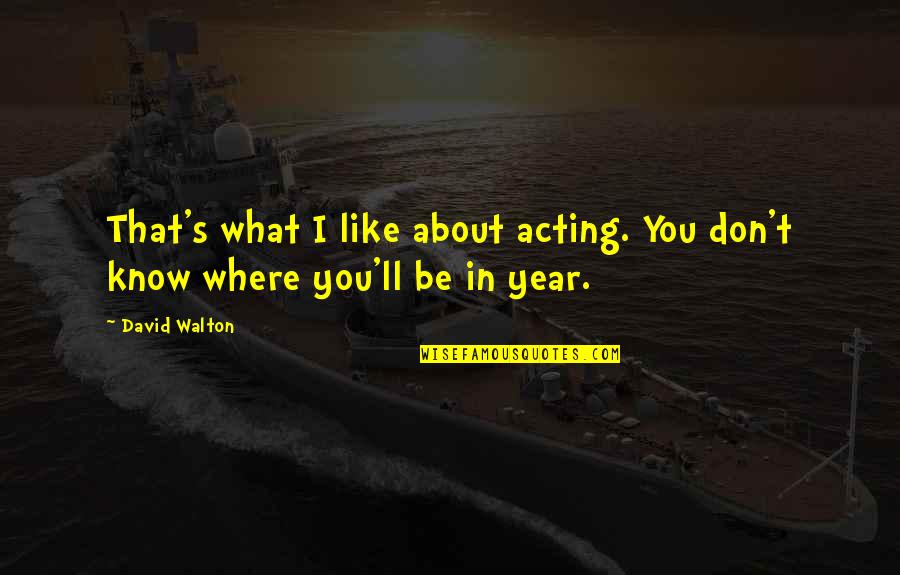 Current Hip Quotes By David Walton: That's what I like about acting. You don't