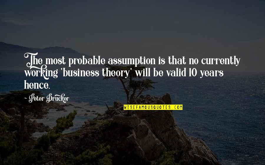 Currently Quotes By Peter Drucker: The most probable assumption is that no currently Currently Quotes By Peter Drucker: The most probable assumption is that no currently