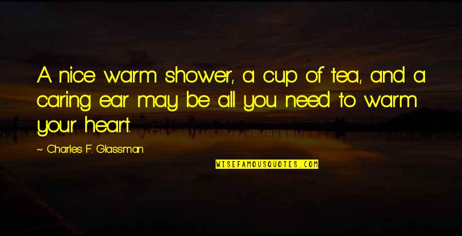 Curries Quotes By Charles F. Glassman: A nice warm shower, a cup of tea,