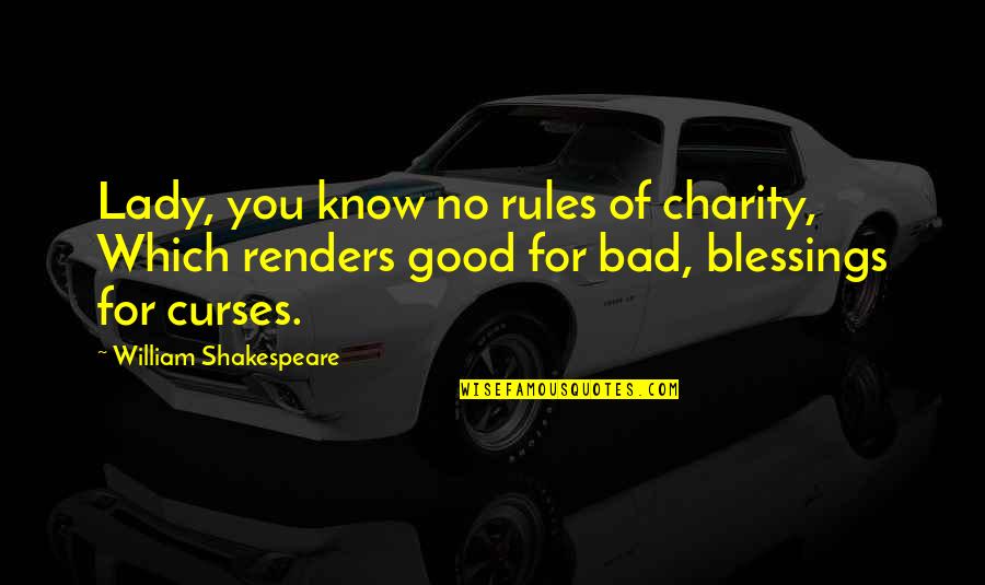 Curses And Blessings Quotes By William Shakespeare: Lady, you know no rules of charity, Which