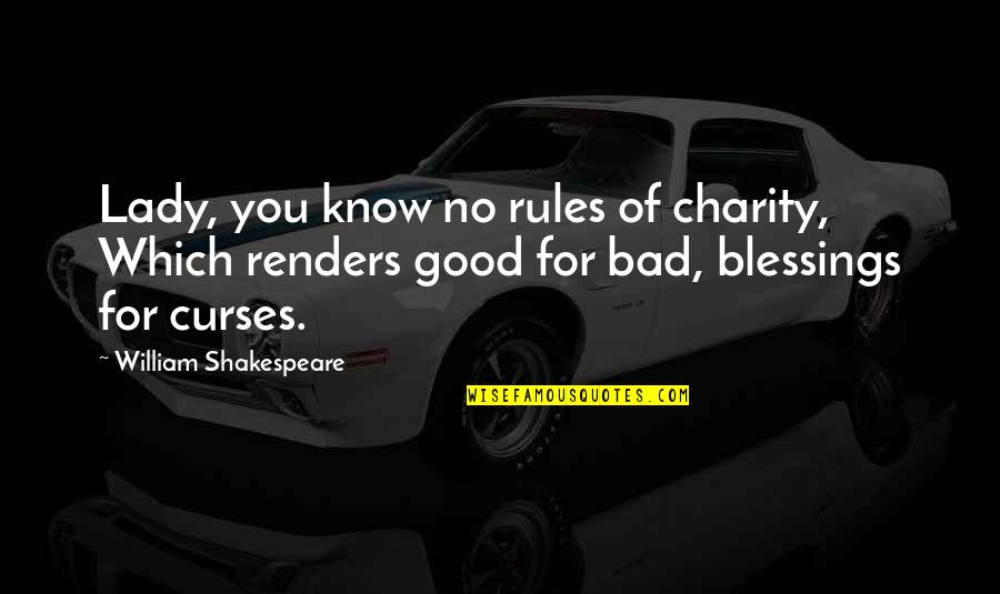 Curses Blessings Quotes By William Shakespeare: Lady, you know no rules of charity, Which