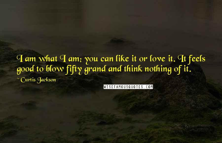 Curtis Jackson quotes: I am what I am; you can like it or love it. It feels good to blow fifty grand and think nothing of it.