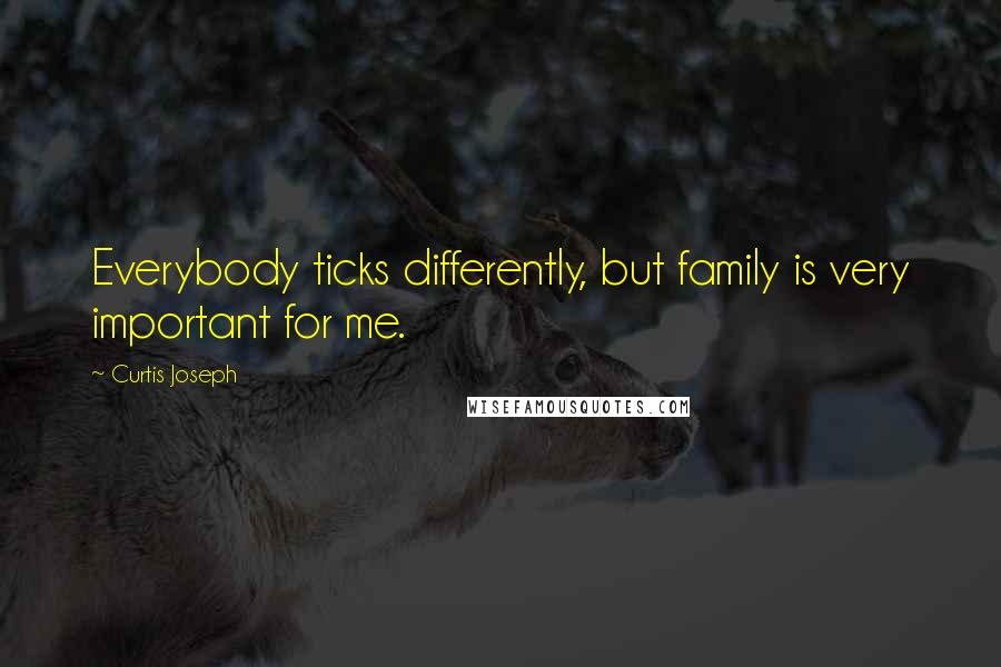 Curtis Joseph quotes: Everybody ticks differently, but family is very important for me.