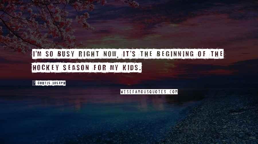 Curtis Joseph quotes: I'm so busy right now, it's the beginning of the hockey season for my kids.