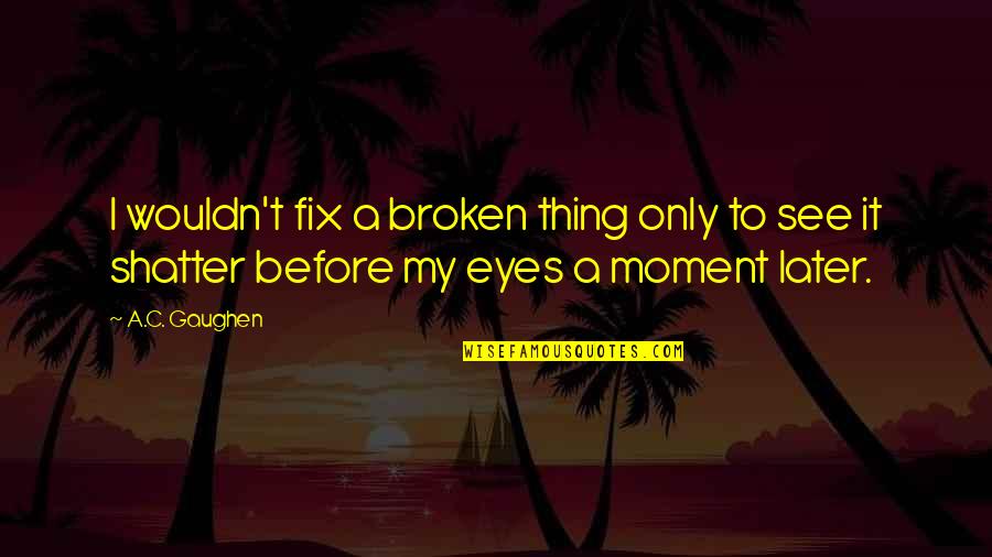 Curver Knit Quotes By A.C. Gaughen: I wouldn't fix a broken thing only to