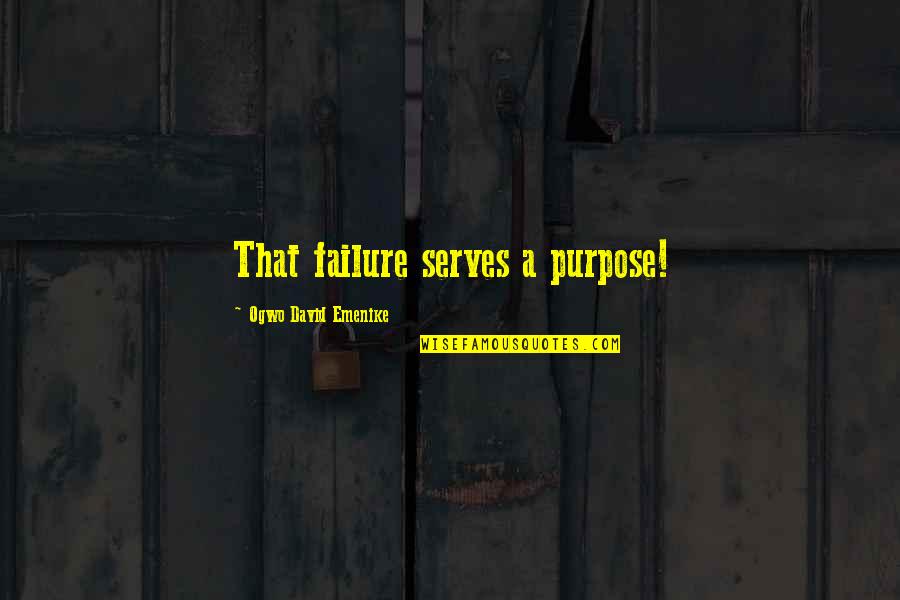 Curves In Life Quotes By Ogwo David Emenike: That failure serves a purpose!