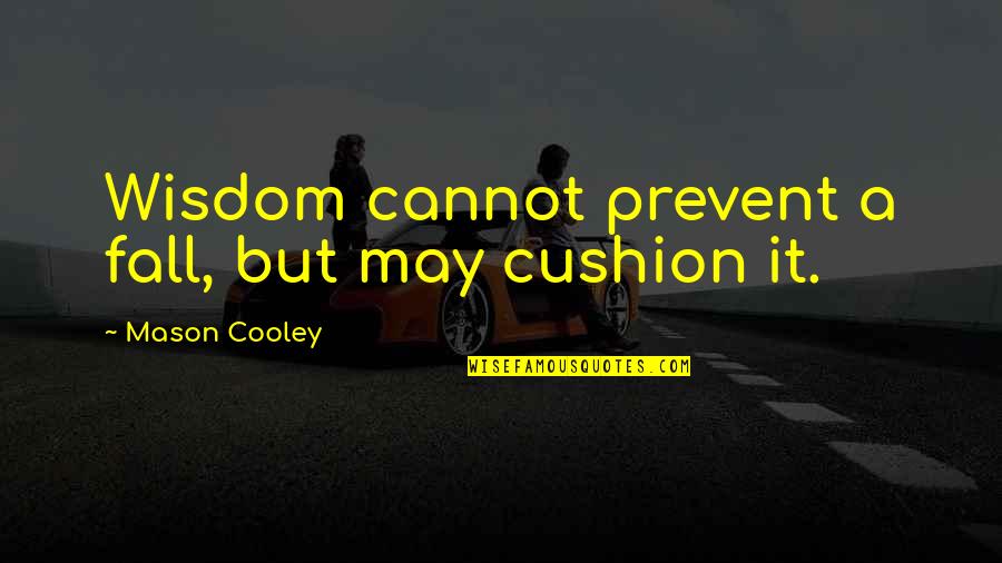 Cushion Wisdom Quotes By Mason Cooley: Wisdom cannot prevent a fall, but may cushion Cushion Wisdom Quotes By Mason Cooley: Wisdom cannot prevent a fall, but may cushion