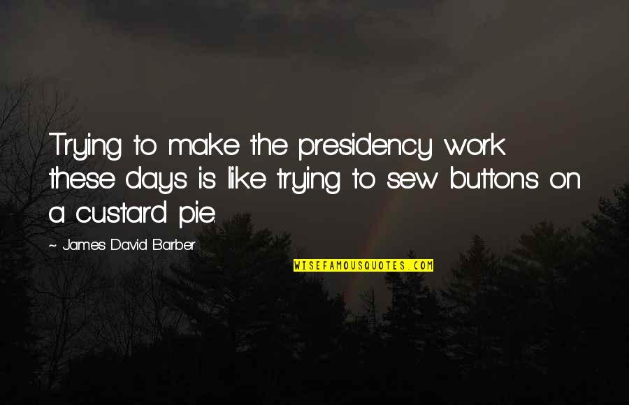 Custard Quotes By James David Barber: Trying to make the presidency work these days Custard Quotes By James David Barber: Trying to make the presidency work these days