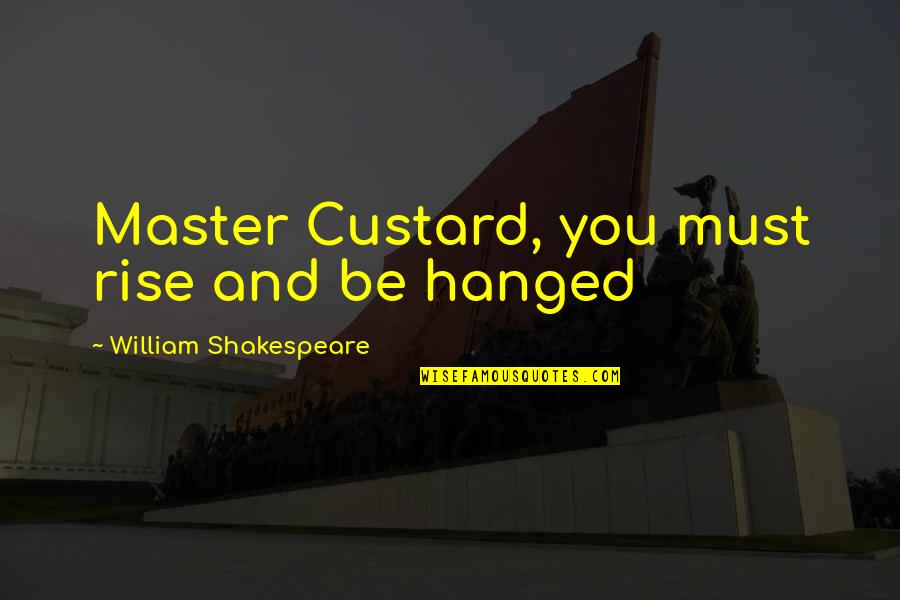 Custard Quotes By William Shakespeare: Master Custard, you must rise and be hanged Custard Quotes By William Shakespeare: Master Custard, you must rise and be hanged