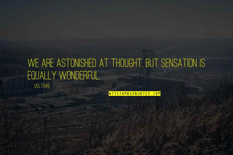 Custom Picture Quotes By Voltaire: We are astonished at thought, but sensation is