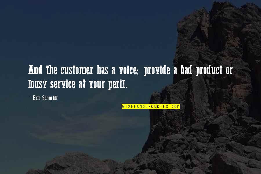 Customer Service Quotes By Eric Schmidt: And the customer has a voice; provide a