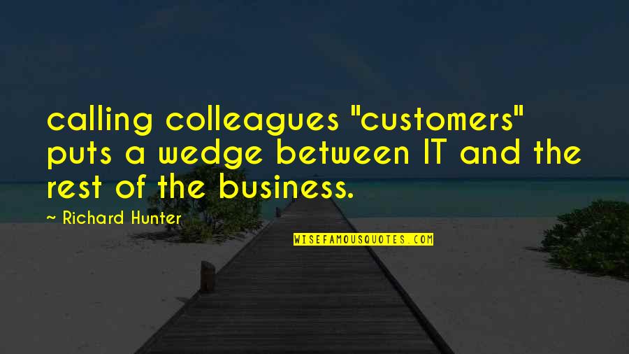 Customers And Business Quotes By Richard Hunter: calling colleagues "customers" puts a wedge between IT