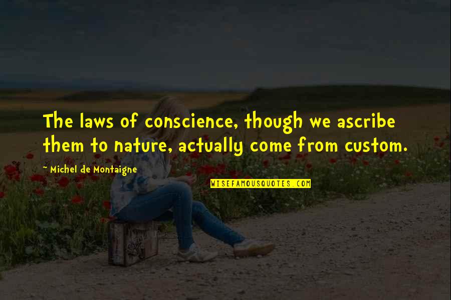 Customs Quotes By Michel De Montaigne: The laws of conscience, though we ascribe them