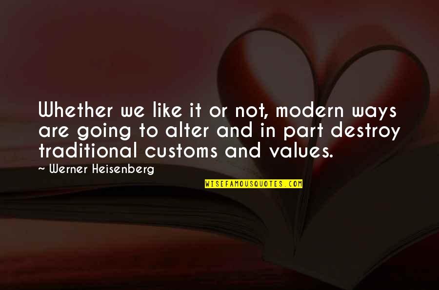Customs Quotes By Werner Heisenberg: Whether we like it or not, modern ways