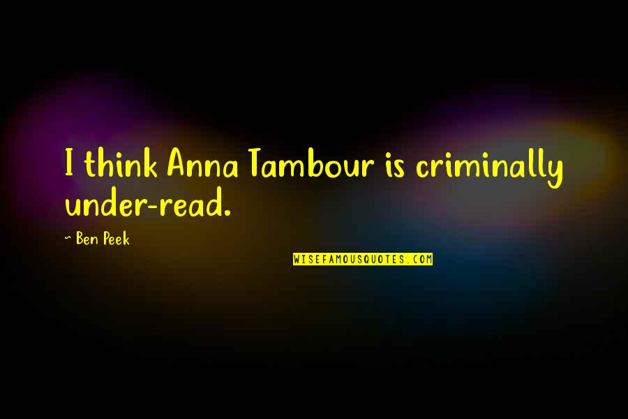 Cute 3 Letter Quotes By Ben Peek: I think Anna Tambour is criminally under-read.