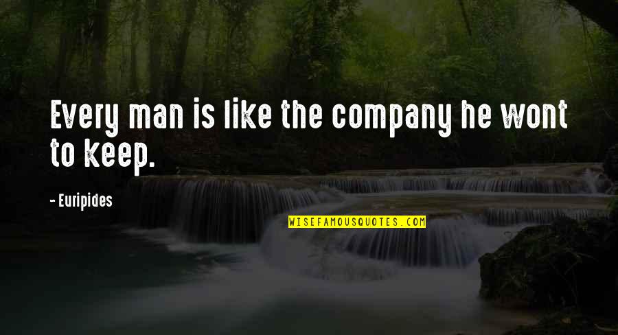 Cute Affectionate Quotes By Euripides: Every man is like the company he wont