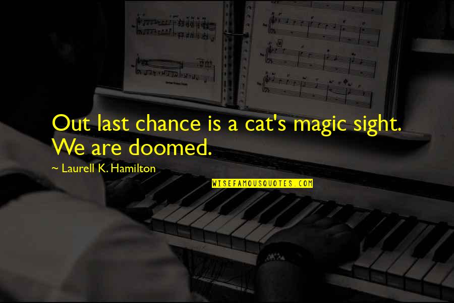 Cute Beginning Relationship Quotes By Laurell K. Hamilton: Out last chance is a cat's magic sight.