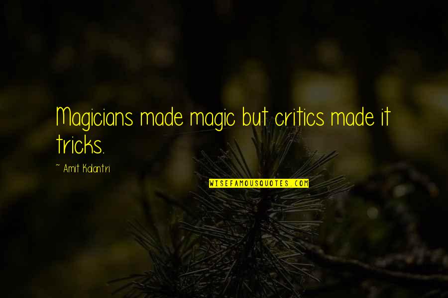 Cute Big Brother And Little Sister Quotes By Amit Kalantri: Magicians made magic but critics made it tricks.