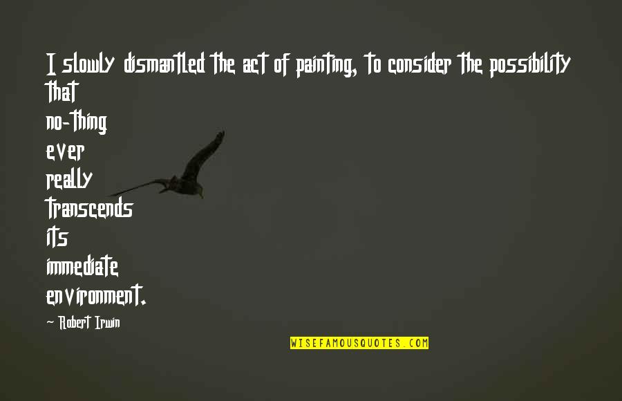 Cute Cna Quotes By Robert Irwin: I slowly dismantled the act of painting, to