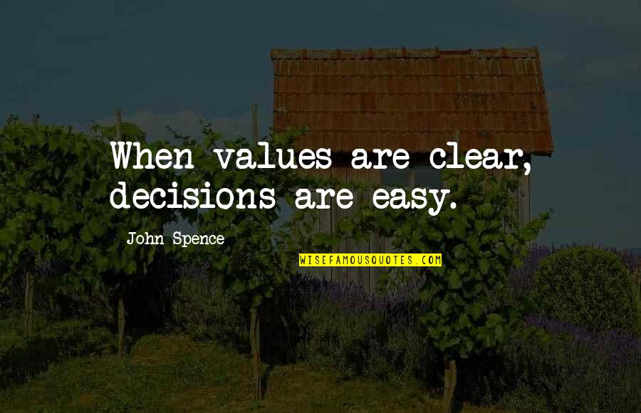 Cute Funny Sassy Quotes By John Spence: When values are clear, decisions are easy.
