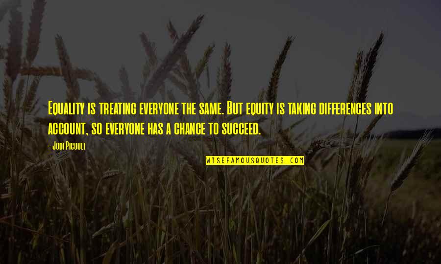 Cute Gay Quotes By Jodi Picoult: Equality is treating everyone the same. But equity