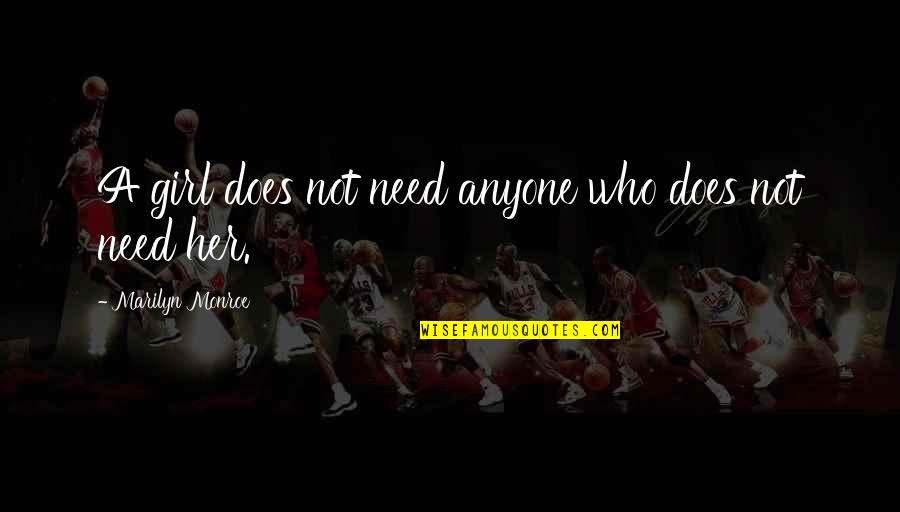 Cute Girl Quotes By Marilyn Monroe: A girl does not need anyone who does