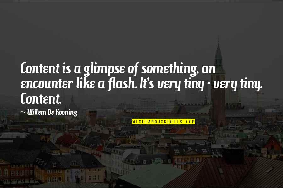 Cute Healthy Quotes By Willem De Kooning: Content is a glimpse of something, an encounter