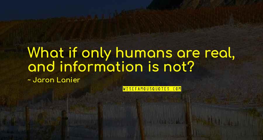 Cute Household Quotes By Jaron Lanier: What if only humans are real, and information