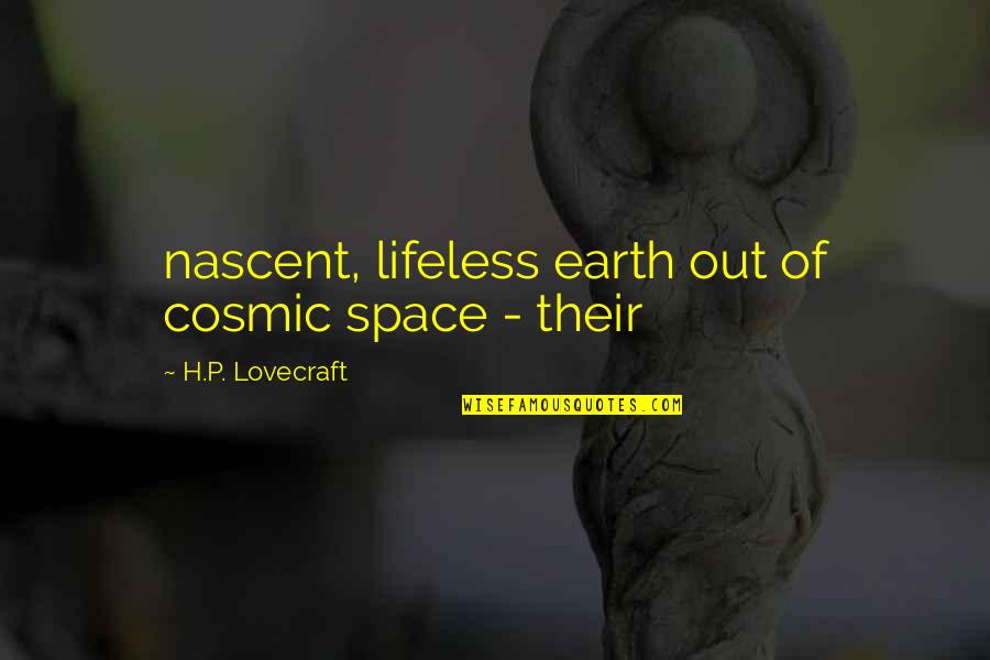 Cute Hyper Quotes By H.P. Lovecraft: nascent, lifeless earth out of cosmic space -