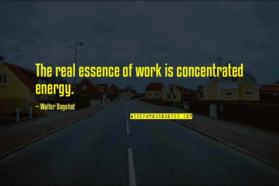 Cute I Love You Because Quotes By Walter Bagehot: The real essence of work is concentrated energy.
