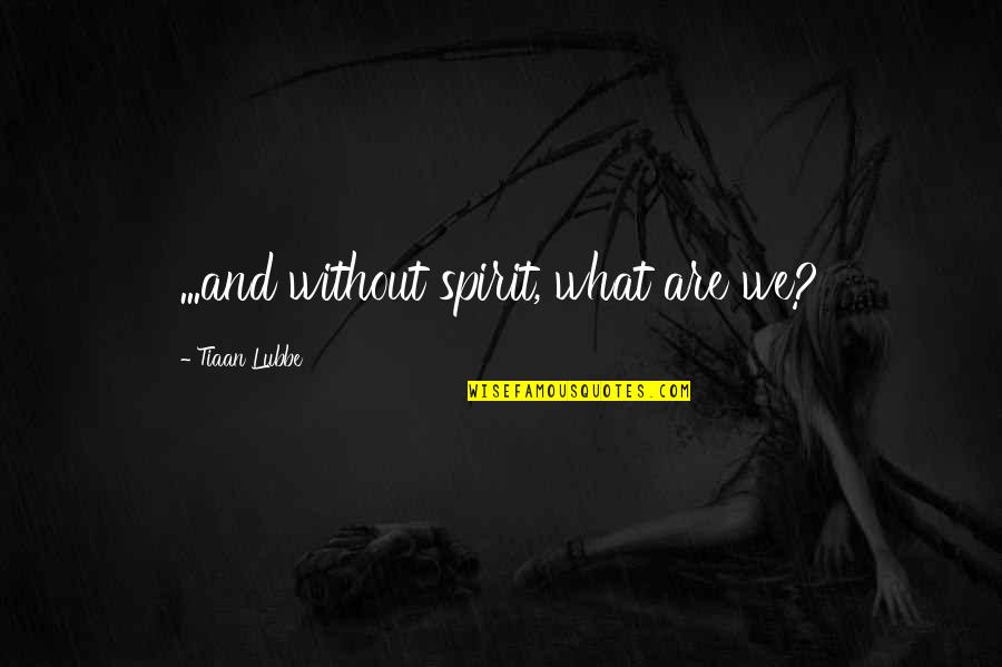 Cute Ig Quotes By Tiaan Lubbe: ...and without spirit, what are we?