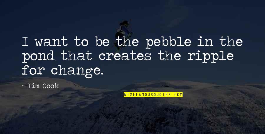 Cute Imy Quotes By Tim Cook: I want to be the pebble in the