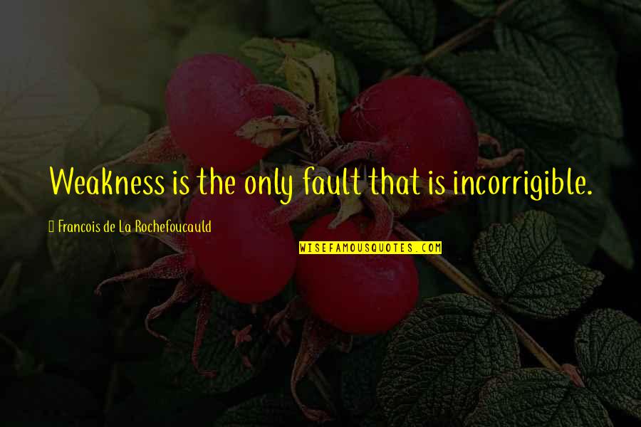 Cute Laboratory Quotes By Francois De La Rochefoucauld: Weakness is the only fault that is incorrigible.