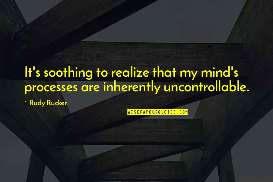 Cute Little Child Quotes By Rudy Rucker: It's soothing to realize that my mind's processes