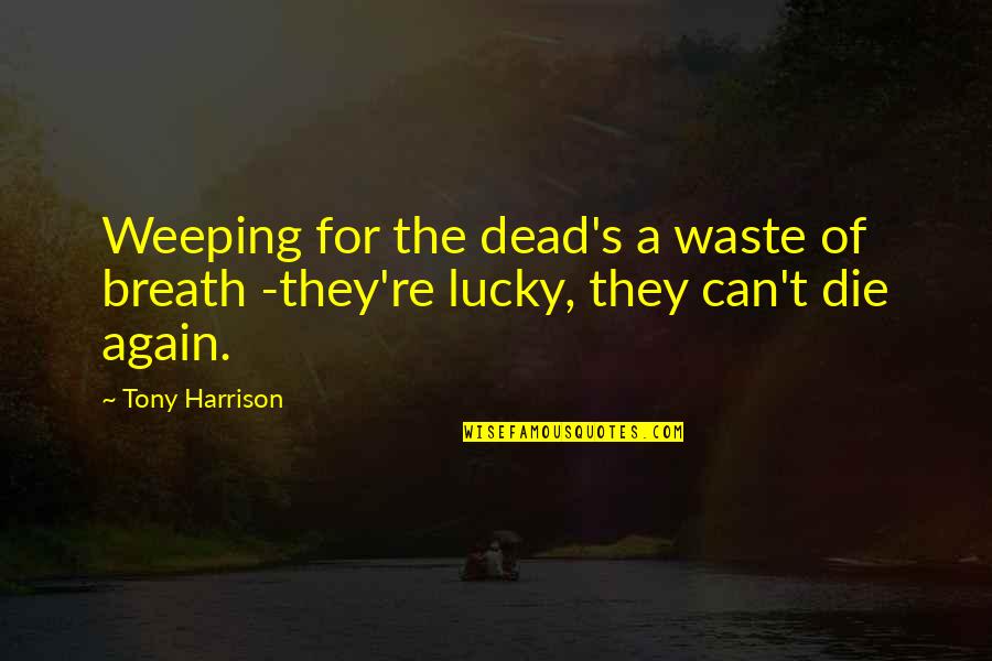 Cute Love My Son Quotes By Tony Harrison: Weeping for the dead's a waste of breath