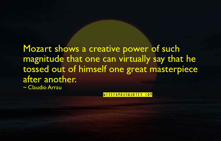 Cute Messages Quotes By Claudio Arrau: Mozart shows a creative power of such magnitude Cute Messages Quotes By Claudio Arrau: Mozart shows a creative power of such magnitude