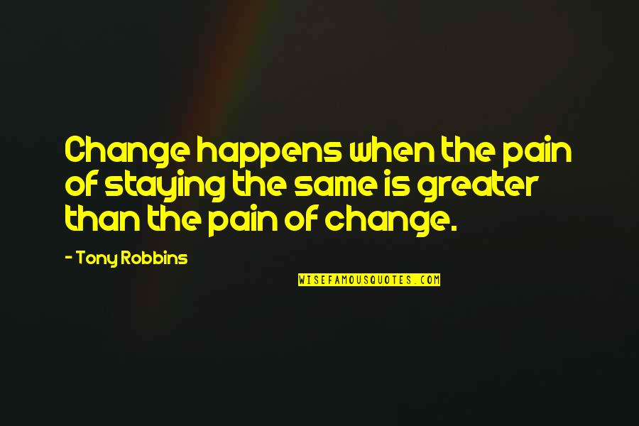 Cute Moo Quotes By Tony Robbins: Change happens when the pain of staying the