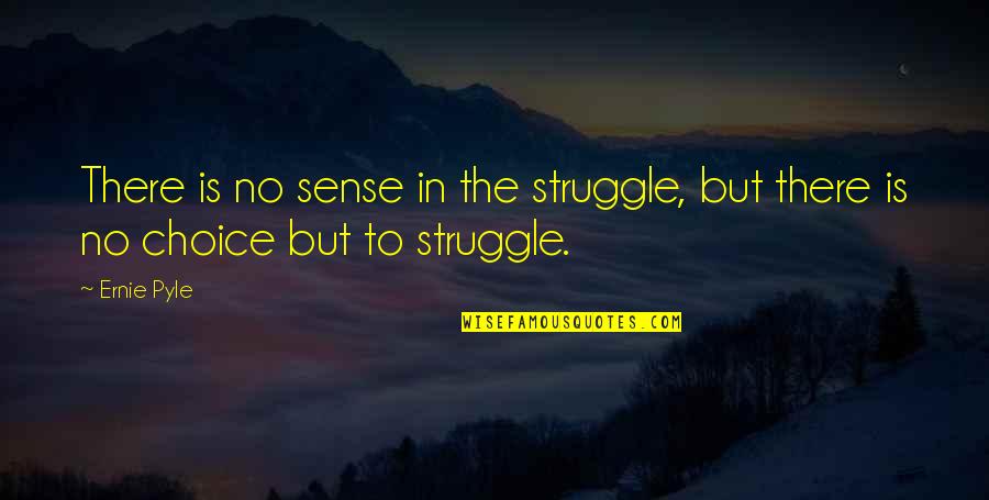 Cute Mother Quotes By Ernie Pyle: There is no sense in the struggle, but