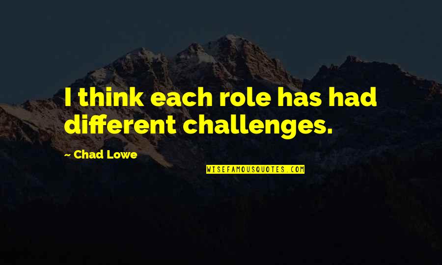 Cute Naughty Love Quotes By Chad Lowe: I think each role has had different challenges.